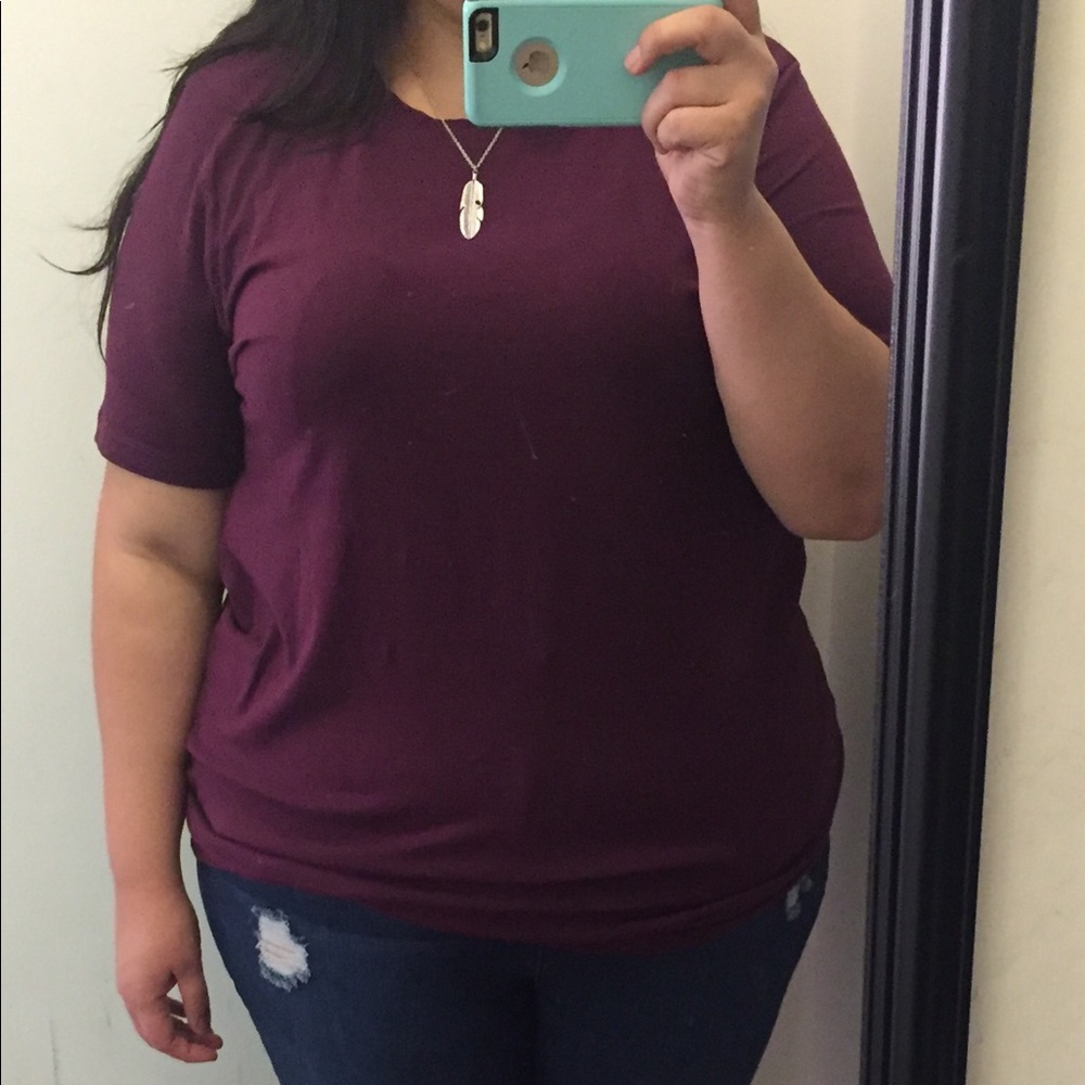 Plum Plus Size Cotton Scoop Neck Top 1x 2x 3x